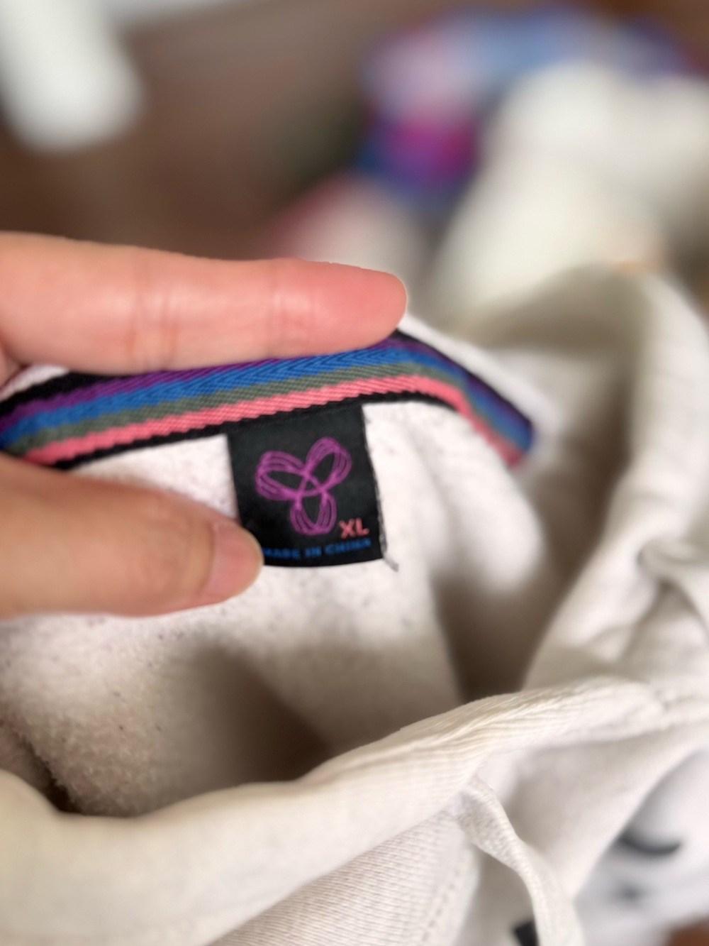 TNA White Hoodie with Pink, Blue & Purple Trim